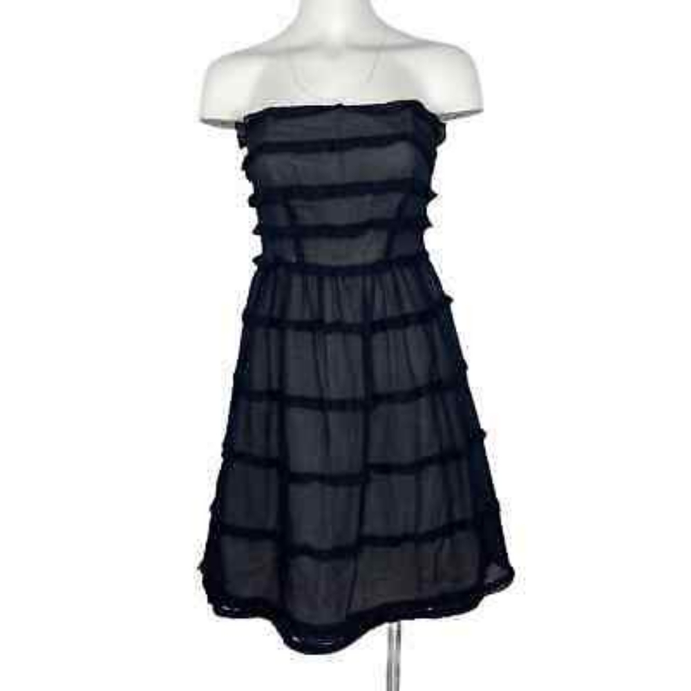 Marc by Marc Jacobs Strapless Cotton Ruffle Dress - 8